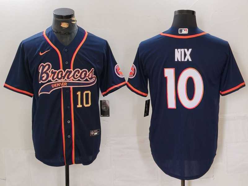 Men's Denver Broncos #10 Bo Nix Number Navy Cool Base Stitched Baseball Jersey,We sell and wholesale Men's Denver Broncos #10 Bo Nix Number Navy Cool Base Stitched Baseball Jersey on line form chian!